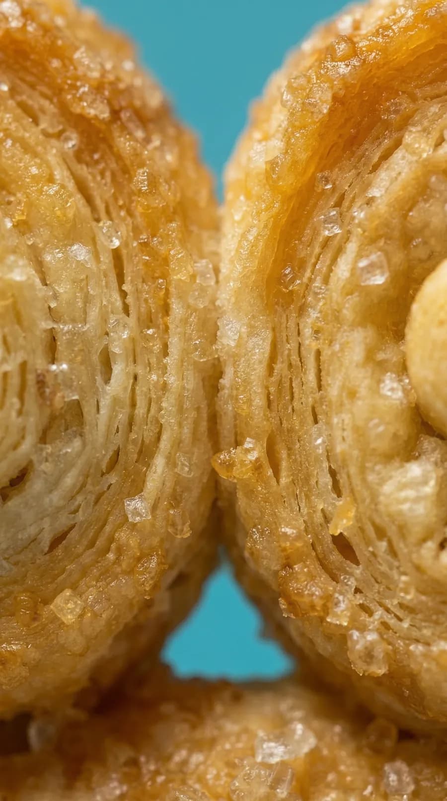 Detalle de hojaldre de un palmier